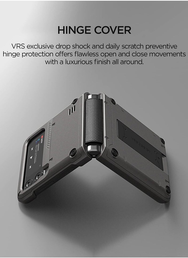VRS Design QuickStand Active for Samsung Galaxy Z Flip 3 5G Case Cover (2021) with Kickstand - Metal Black  - Image 4