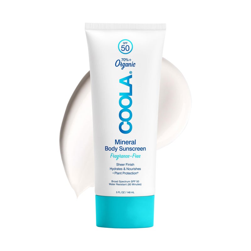 COOLA كولا واقي شمس معدني عضوي SPF 50 لوشن للجسم، مختبر من قبل أطباء الجلد للعناية بالبشرة للحماية اليومية، نباتي وخالي من الغلوتين، خالي من العطور، 5 أونصة سائلة - Image 1