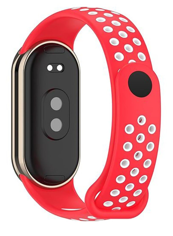 Xiaomi Mi 8 Soft Silicone Replacement Strap With Amazing Design - White / Red - Image 2