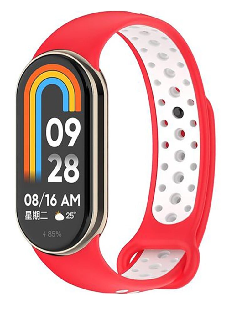 Xiaomi Mi 8 Soft Silicone Replacement Strap With Amazing Design - White / Red - Image 1