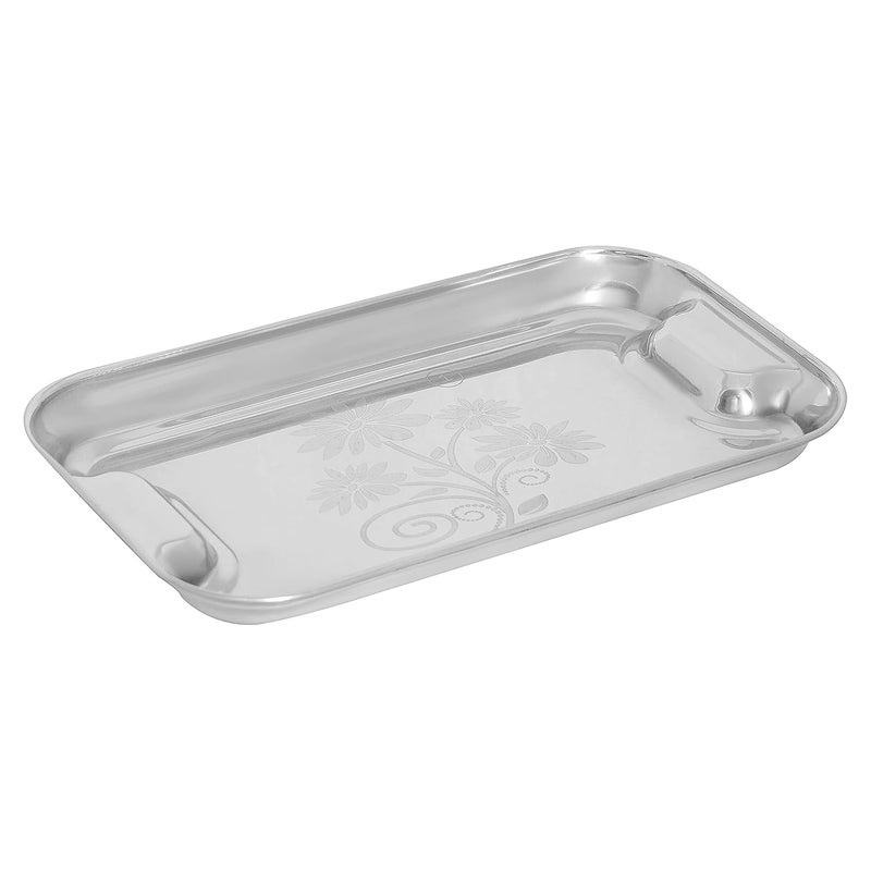 Nirvika Stainless Steel Serving TrayLemon Platter with Steel Finish Multipurpose Tray Set of 2 - Image 3