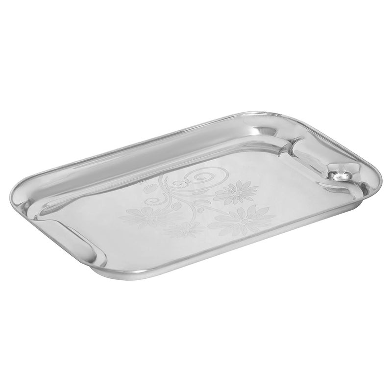 Nirvika Stainless Steel Serving TrayLemon Platter with Steel Finish Multipurpose Tray Set of 2 - Image 4