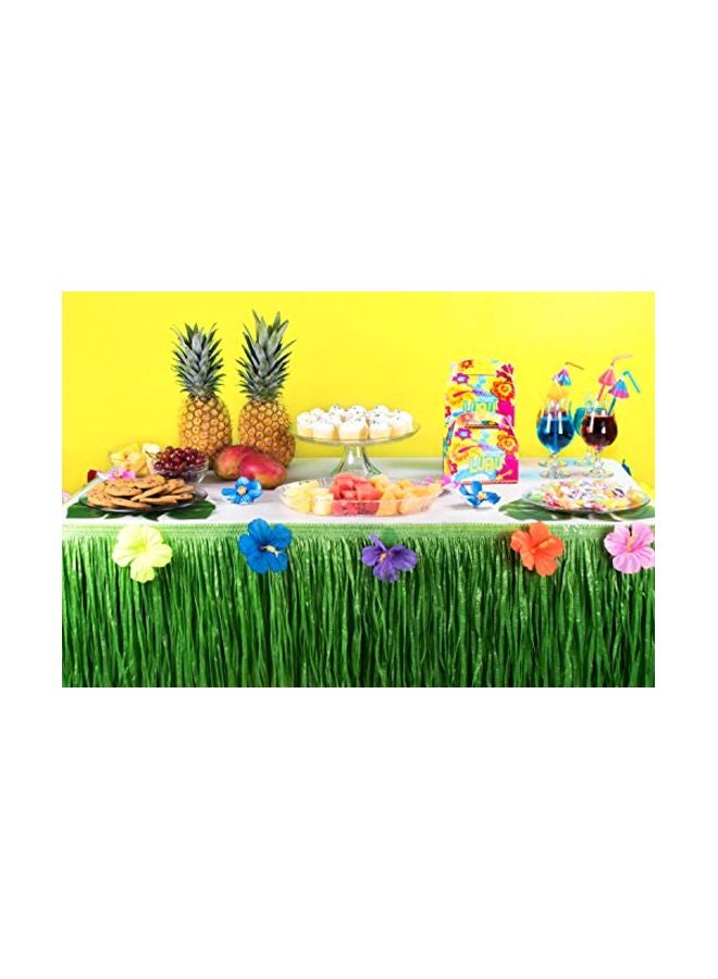 Super Z Outlet Luau Grass Table Skirt Natural Hawaiian Table Skirt Tropical Party Decorations 9 Feet x 29.5 Inch (Green) - Image 2
