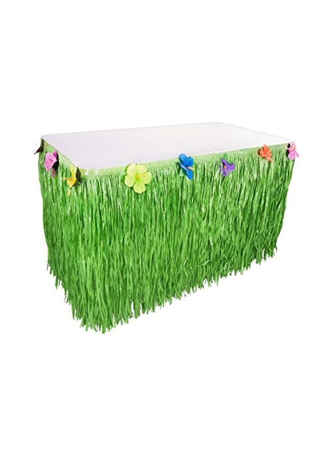 Super Z Outlet Luau Grass Table Skirt Natural Hawaiian Table Skirt Tropical Party Decorations 9 Feet x 29.5 Inch (Green) - Image 1