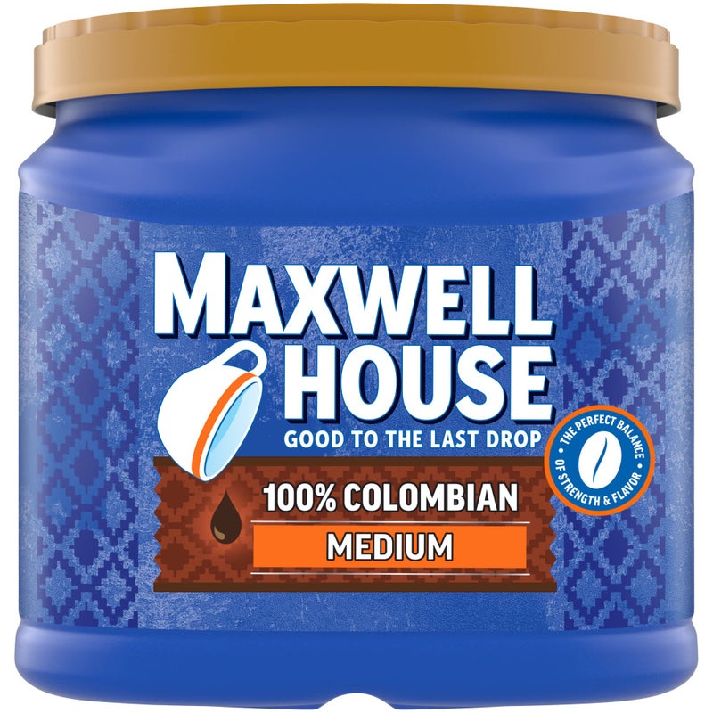 Maxwell House Medium Roast 100% Colombian Ground Coffee, 24.5 oz. Canister - Image 1