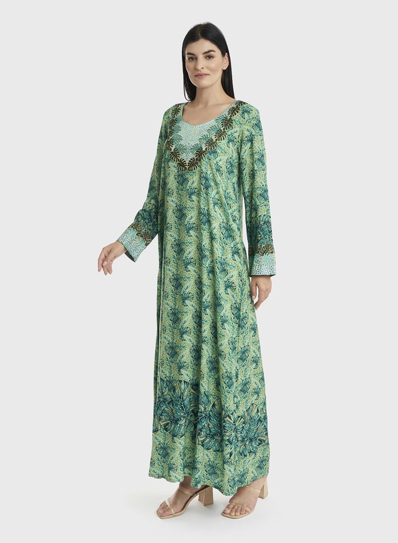 KASHKHA Garden Print  RayonMukhawar Jalabiya - Image 3