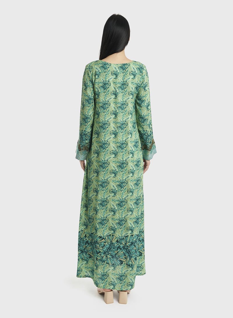 KASHKHA Garden Print  RayonMukhawar Jalabiya - Image 4