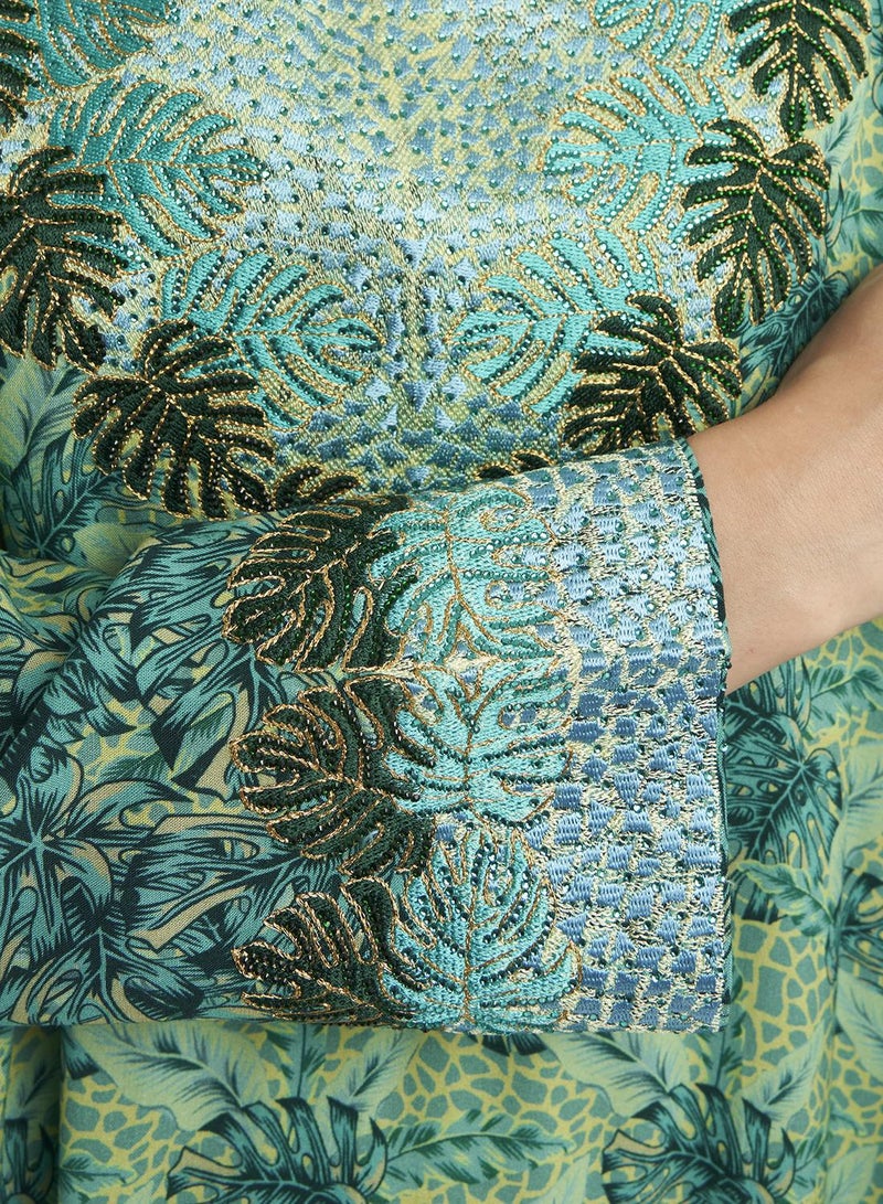 KASHKHA Garden Print  RayonMukhawar Jalabiya - Image 5