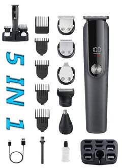 Xoopla Hair Clipper Cordless Professional 5 in 1 Hair Trimmers Beard Trimmer ,Multifunctional Mens Grooming Kit for Beard Face Nose and Ear Hair USB Rechargeable Electric Shaver for Men with Storage Base  - Image 1