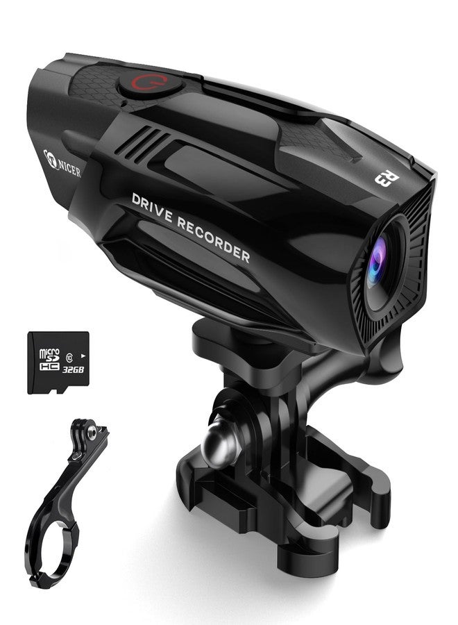 TNICER - Motorcycle Helmet Camera, R3 Video Camera, 1080P Sports Action Camera, 120° Wide Angle Camcorder, IP67 Waterproof Dash Cam with 3 kinds of installation and