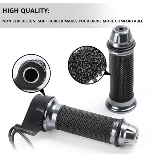 Mokuo E-Bike Full Twist Throttle Grips - 22mm/0.87" Universal Aluminium Alloy Throttle Accelerator Handlebar with Rubber Grip, Fit for Electric Bicycle & Scooter (Titanium Color) - Image 5