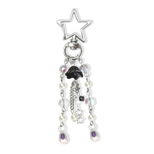 Agromusk Jellyfish Keychain,Cute Y2K Car Keychains for Women Girls Jellyfish Bag Charms Purse Accessories Star Jelly Decor (Black) - Image 1