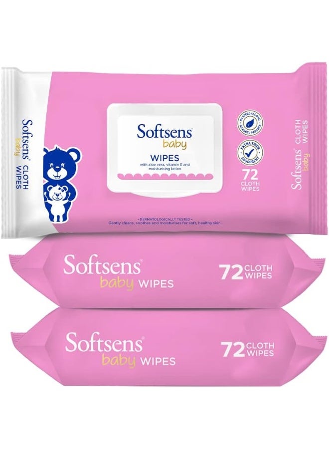 Softsens Baby Gentle Cloth Wipes for Baby Skin Enriched with Aloe Vera & Vitamin E - Image 1
