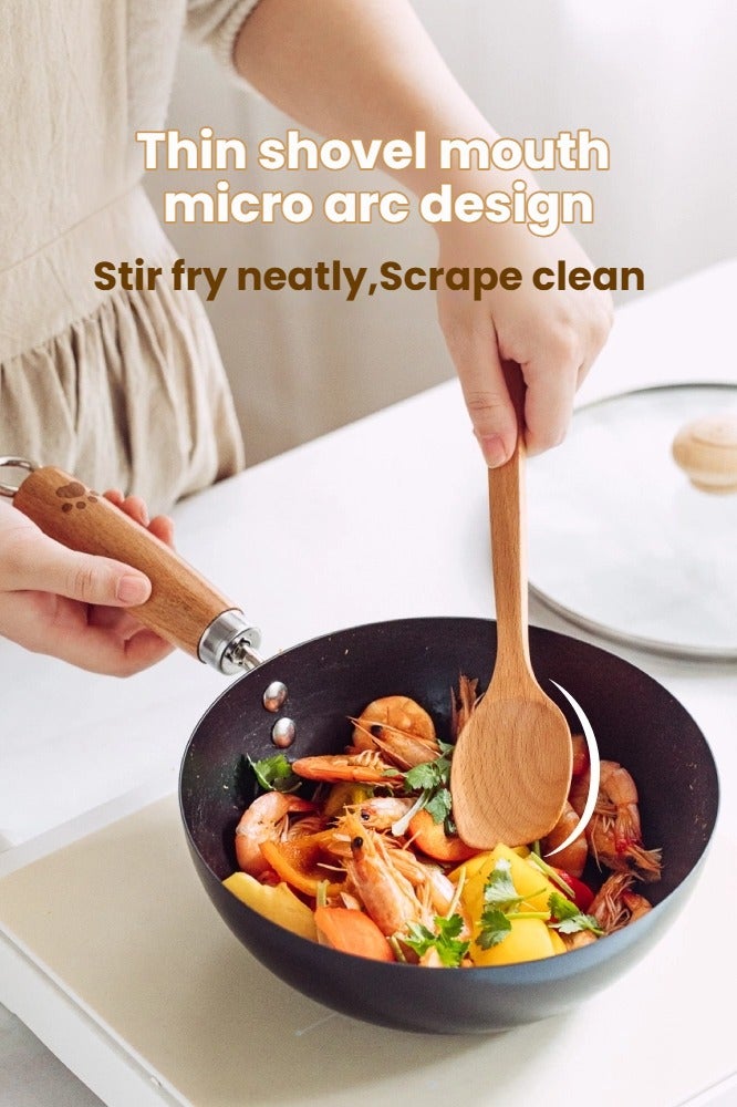 SHUEHO 3pcs beech wood spatula non-stick pan special wooden stir-fry spatula wax-free high temperature resistant food grade long handle wooden spatula - Image 3