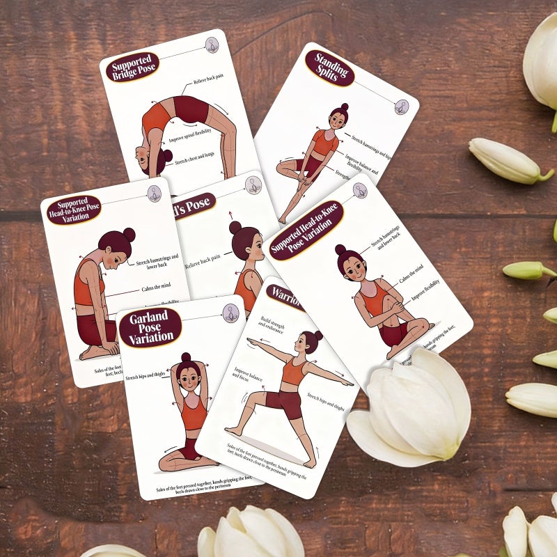 36 Pcs Cartoon Yoga Pose Instruction Cards For Women Basic Yoga Action Guide Cards For Beginners To Carry Along - Image 5