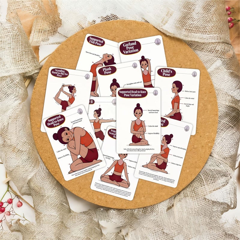 36 Pcs Cartoon Yoga Pose Instruction Cards For Women Basic Yoga Action Guide Cards For Beginners To Carry Along - Image 4
