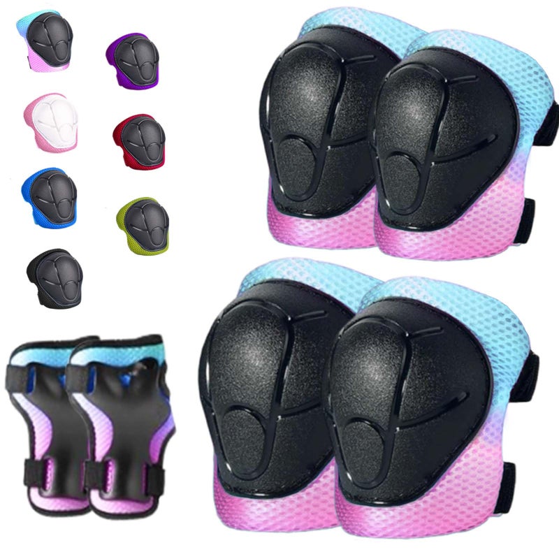 HocIece Kids/Youth Knee Pads for Kids 3-14Years Boys Girls 6 in 1 Kids Protective Gear Set Adjustable Knee Pads, Elbow Pads, for Skating Cycling Bike Rollerblading Scooter Roller Skates - Image 1