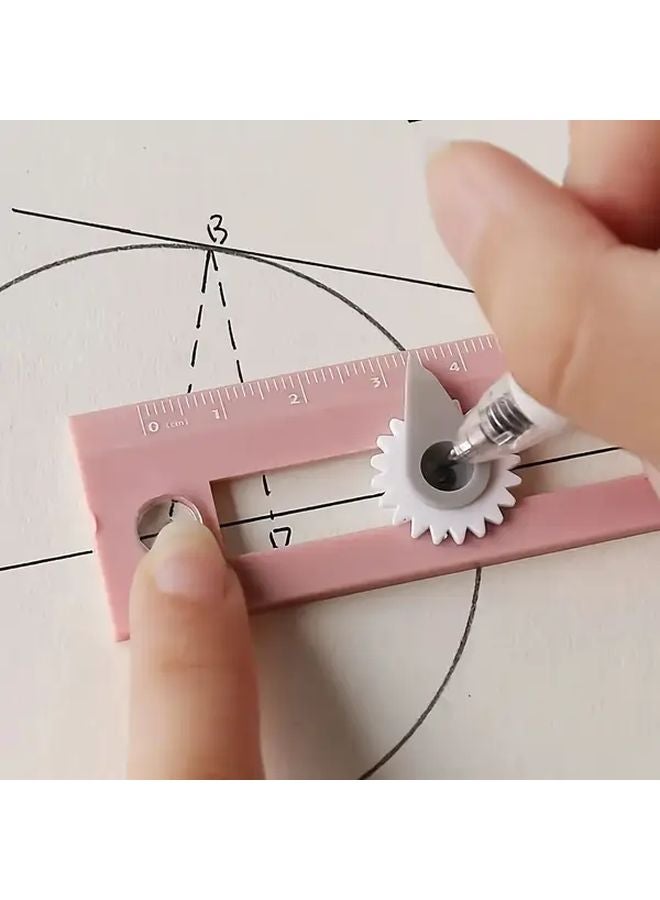 1pc Green Dual Function Geometry Tool with Built In Compass Ruler - Image 2