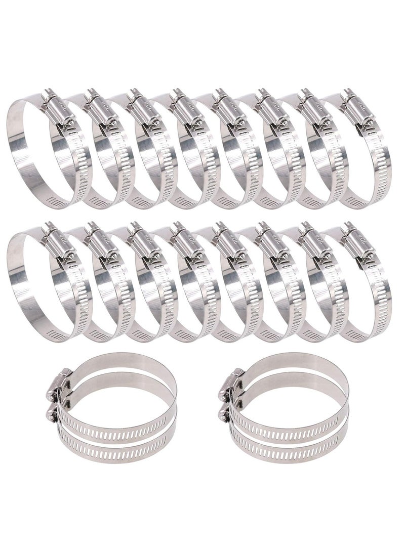 20 Pieces 304 Stainless Steel Adjustable 40-63mm Range Worm Gear Hose Clamp Combo Kit, Fuel Pipe Clamps for Water Pipe, Pipeline, Automotive and Mechanical Applications (40-63mm)
