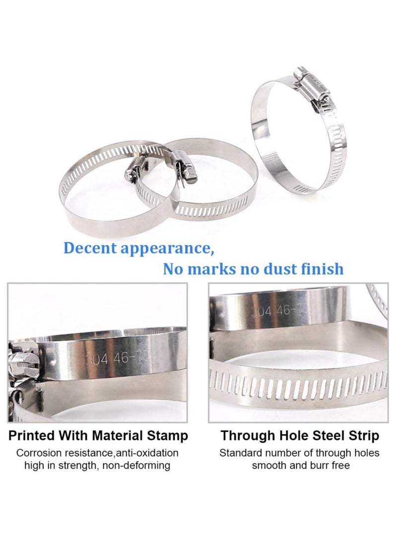 20 Pieces 304 Stainless Steel Adjustable 40-63mm Range Worm Gear Hose Clamp Combo Kit, Fuel Pipe Clamps for Water Pipe, Pipeline, Automotive and Mechanical Applications (40-63mm)