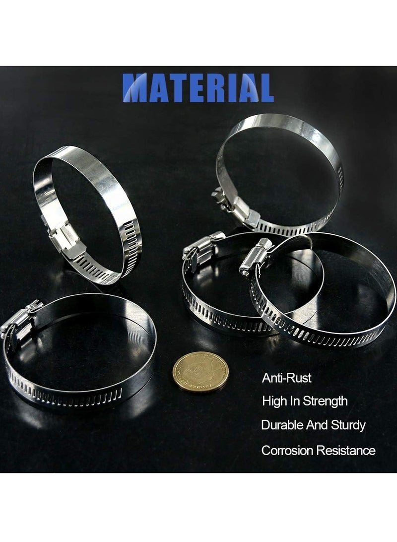 20 Pieces 304 Stainless Steel Adjustable 40-63mm Range Worm Gear Hose Clamp Combo Kit, Fuel Pipe Clamps for Water Pipe, Pipeline, Automotive and Mechanical Applications (40-63mm)