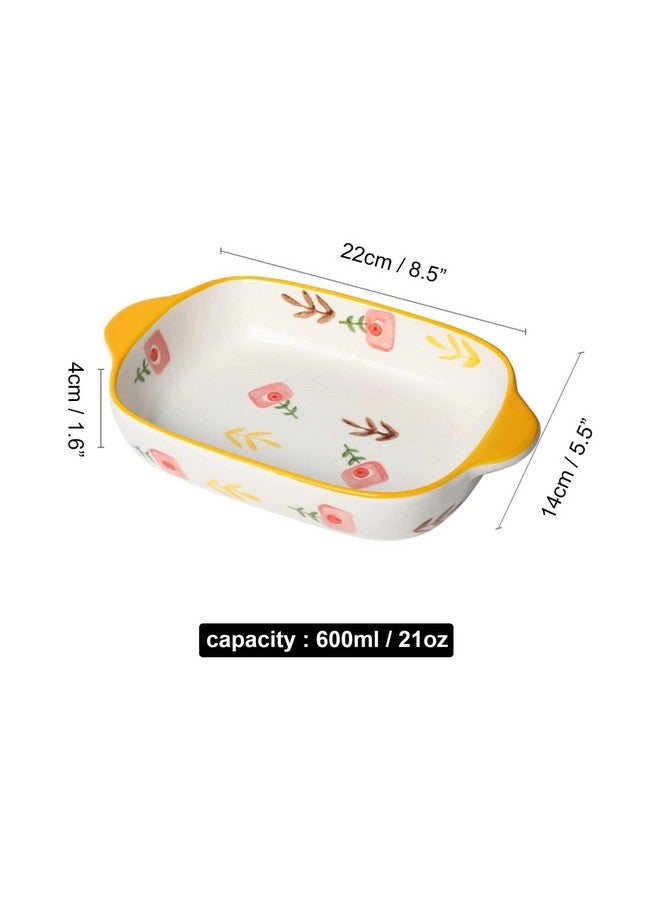 OLWICK أطباق خبز سيراميك مستطيلة OLWICK®، أطباق كسرولة للفرن، صواني لازانيا عميقة مع مقابض للمطبخ، 600 مل، عبوة من 2، أصفر - Image 3