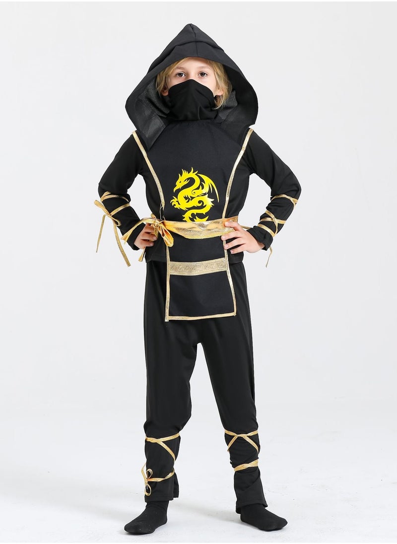 xppier Ninja Costume Boy Halloween Kids Costume With Ninja Foam Accessories Best Children Gift, 6-8 Years  - Image 1