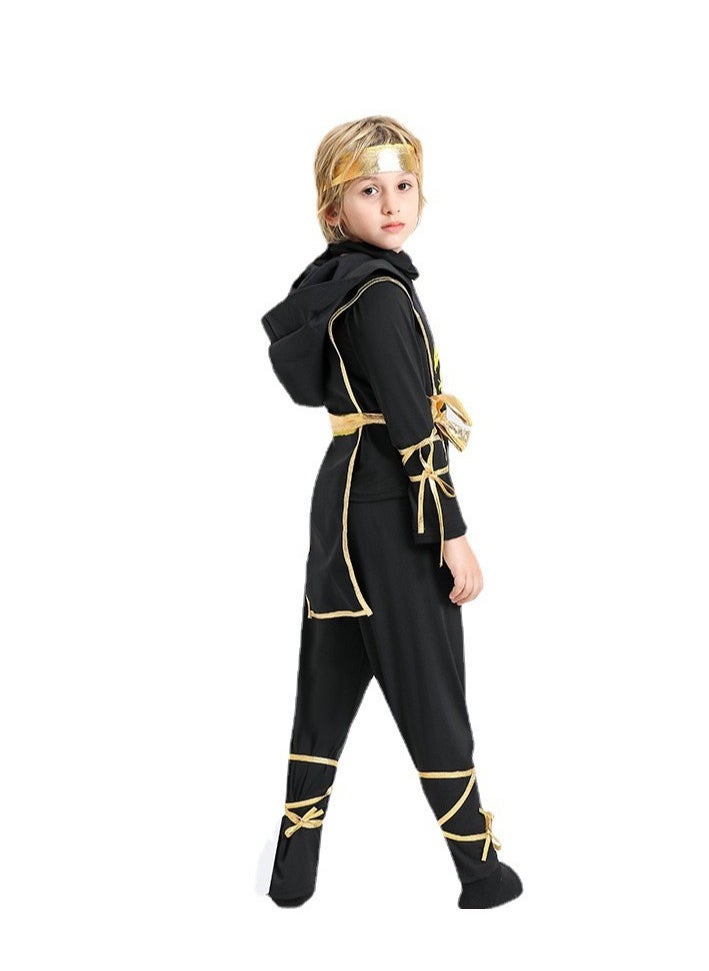xppier Ninja Costume Boy Halloween Kids Costume With Ninja Foam Accessories Best Children Gift, 6-8 Years  - Image 2