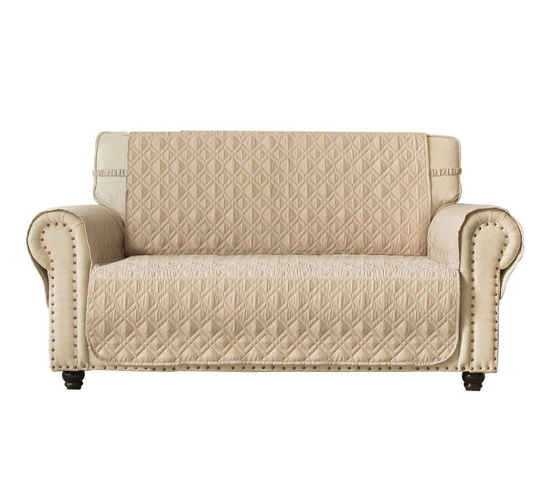 Ameritex Loveseat Cover Water-Resistant Quilted Furniture Protector with Back Nonslip Paws Slipcover for Dogs, Kids, Pets Loveseat Slipcover Stay in Place for Leather (54", Beige) - Image 1