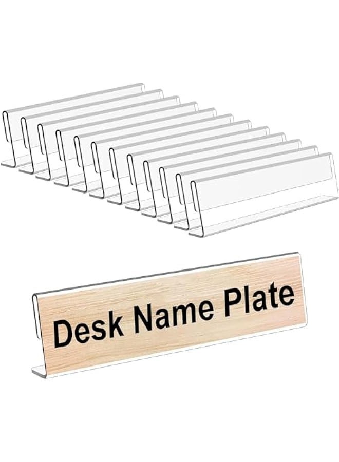 TRASSLE 10 Pack Clear Acrylic Name Holders 20x5cm Acrylic Name Plate for Desk Name Card Tent Holder Desk Sign Frame for Table Office Business Conference Meeting Room School Display Stand - Image 1