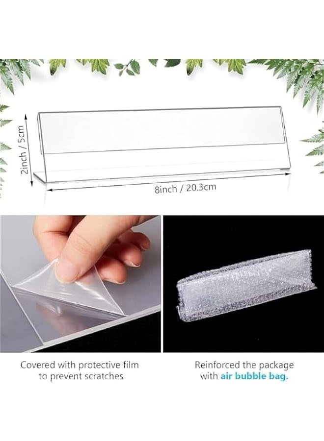 TRASSLE 10 Pack Clear Acrylic Name Holders 20x5cm Acrylic Name Plate for Desk Name Card Tent Holder Desk Sign Frame for Table Office Business Conference Meeting Room School Display Stand - Image 2