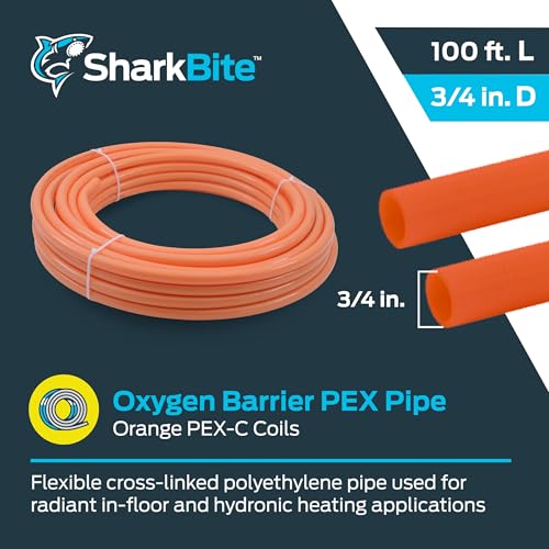 SharkBite 3/4 Inch x 100 Feet Orange PEX Pipe, Oxygen Barrier Flexible Water Tubing for Radiant Heating, U870O100 - Image 2
