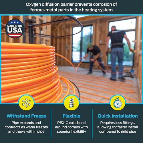 SharkBite 3/4 Inch x 100 Feet Orange PEX Pipe, Oxygen Barrier Flexible Water Tubing for Radiant Heating, U870O100 - Image 3
