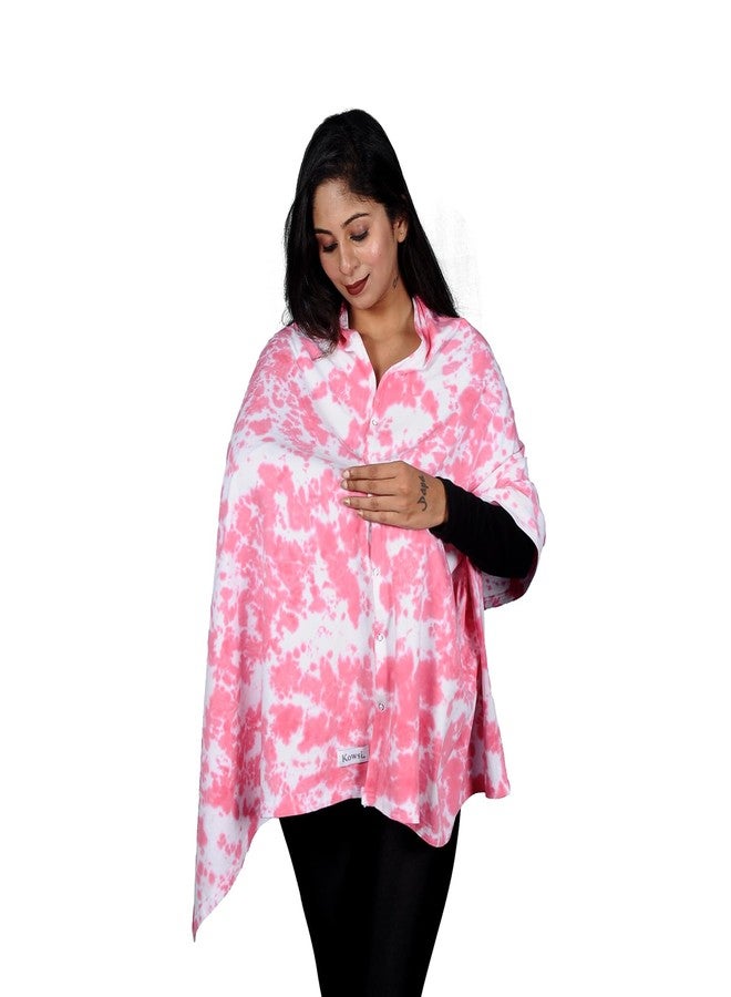 Kowsi Premium Soft Cotton Mother's Feeding/Nursing Shawl (Pink) - Image 1