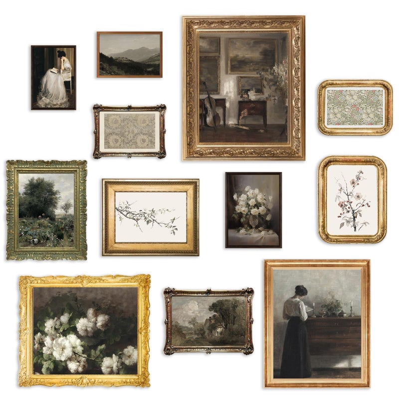 KBKBART Vintage Wall Art Prints French Country Wall Decor Retro Countryside Landscape Canvas Painting Classical Vintage Prints Rustic Farmhouse Wall Art for Bathroom Bedroom Living RoomUNFRAMED