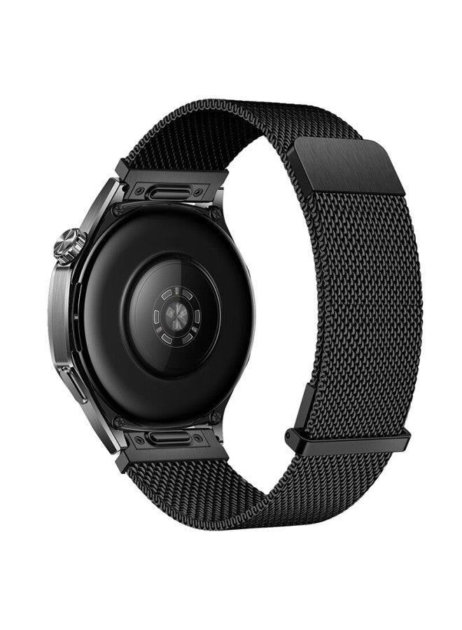 Wei Qiantu Weiqiantu Suitable For Huawei Watch Straps Gt6/6pro/gt5/4/5pro/watch5/4/4p Milanese Metal Steel Band | Push-in Dual Magnetic Clasp - 46/48 - Black - Image 1