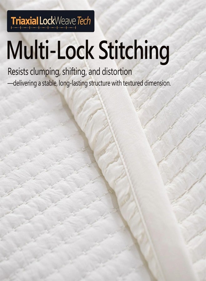 DAWNDIOR Max Oversized California King Quilt Set-112"x106" Soft Washed 3-Layer Lightweight Bedspread with Multi-Lock Quilting,Minimalist Nordic Bedding,All-Season Quilt Set(1 Quilt + 2 Pillow Shams)Cream White - Image 4