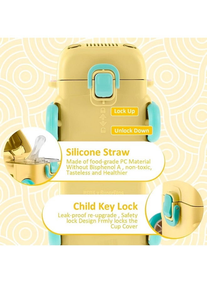 BIGXEN Water Bottle with Straw and Sticker Sport Plastic Portable Drinking Bottle for Kids Girls School Supplies (BusBottle_Yellow_500ml) - Image 5