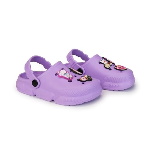 Hygear KE-1004 Clog Shoes for Girls | Indoor & Outdoor Sandals Light Purple Clogs for Kids Size-C5 - Image 1