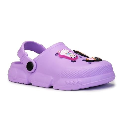 Hygear KE-1004 Clog Shoes for Girls | Indoor & Outdoor Sandals Light Purple Clogs for Kids Size-C5 - Image 3