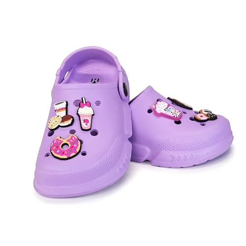 Hygear KE-1004 Clog Shoes for Girls | Indoor & Outdoor Sandals Light Purple Clogs for Kids Size-C5 - Image 2