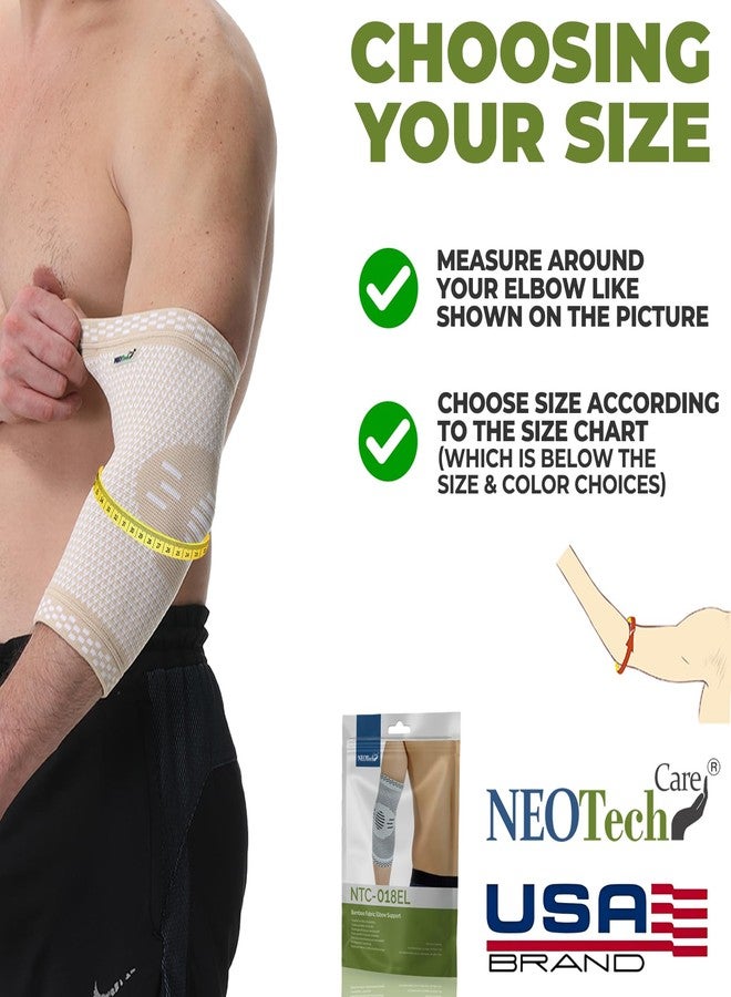 نيو تيك كير دعامة كوع NeoTech Care - قابلة للتهوية - للرجال والنساء، لليد اليمنى أو اليسرى (لون بيج، مقاس XS، قطعة واحدة) - Image 2
