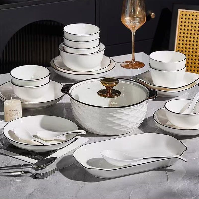 CME Simple Modern Ceramic Dinnerware Set for Home Use, New 2026 Collection, Housewarming Tableware, Best-Selling Bowl and Chopstick Combination - Image 3