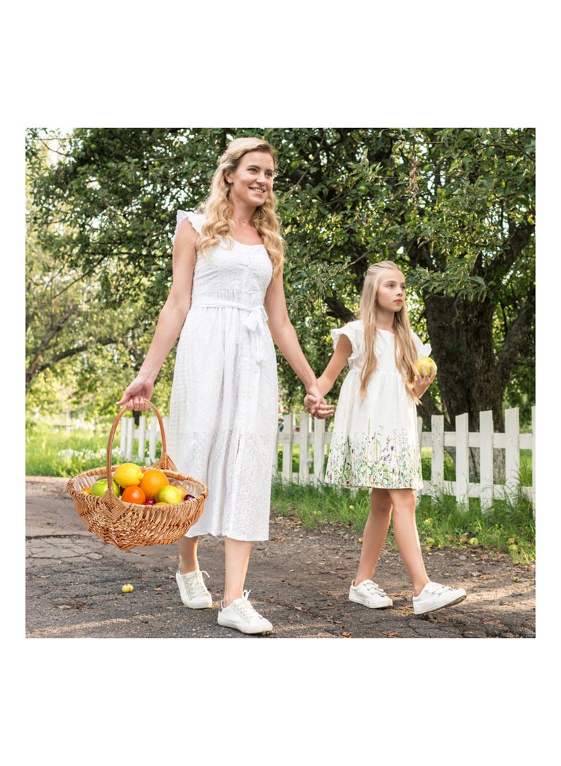 2 Pack Rattan Flower Basket, Handmade Wicker Planter Basket Set with Plastic Liner, Woven Storage Basket Gift Basket for Home Wedding Garden Decoration Picnic Storage 2 Sizes  - Image 3