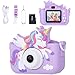 Envyvip Unicorn Toys Camera for Kids Girls Age 38 Toddler Kids Digital Camera Christmas Birthday Gifts for 3 4 5 6 7 8 Years Old Girl Cute Selfie Video Camera HD 1080P 32GB SD Card Purple - Image 3