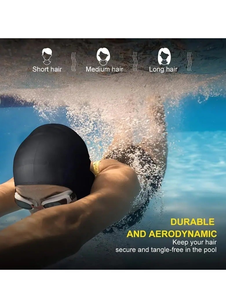 كوالتي قبعات سباحة من السيليكون بمرونة كبيرة لحماية الرأس - قبعات سباحة مقاومة للماء مع إغلاق جيد وتصميم مريح ثلاثي الأبعاد - Image 4