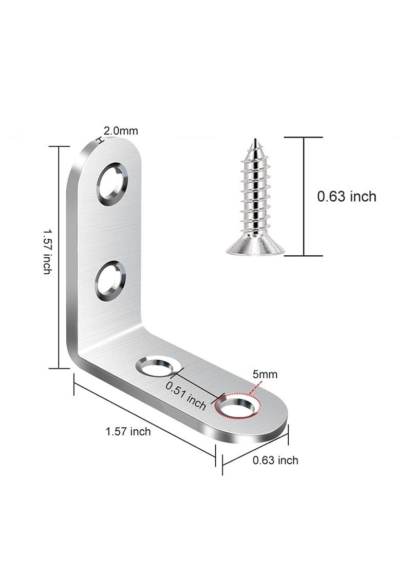 ZFHDBM 18PCS L Bracket Corner Bracket, ZFHDBM 1.57"x1.57" Black Stainless Steel Right Angle Brackets for Shelves, Heavy-Duty Metal Corner Braces for Wood Furniture, Cabinets, Chairs – Includes 72 Screws  - Image 2