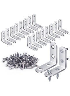 ZFHDBM 18PCS L Bracket Corner Bracket, ZFHDBM Stainless Steel L Brackets for Shelves, Black Small Right Angle Bracket, Metal Corner Brace for Wood Furniture Cabinet Chair with 72PCS Screws (1.57x1.57 in)  - Image 1