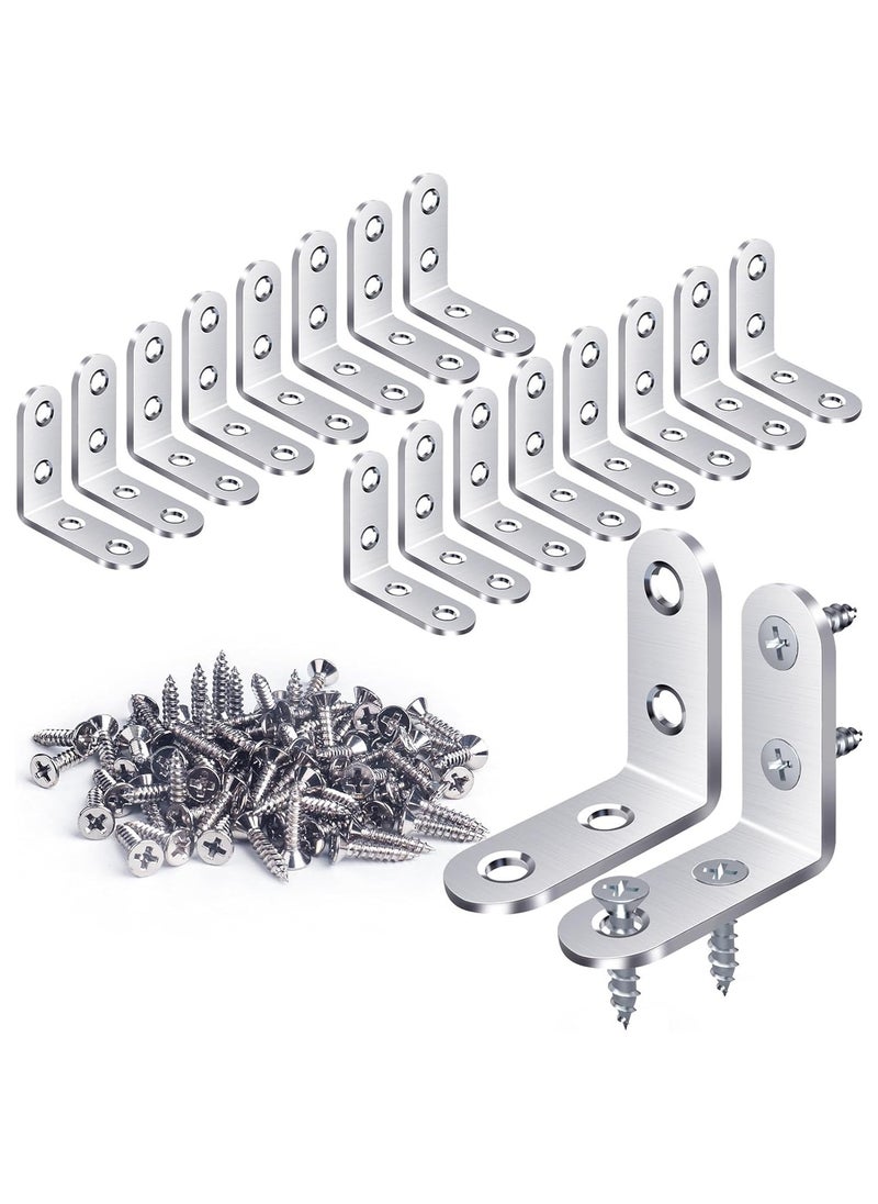 ZFHDBM 18PCS L Bracket Corner Bracket, ZFHDBM 1.57"x1.57" Black Stainless Steel Right Angle Brackets for Shelves, Heavy-Duty Metal Corner Braces for Wood Furniture, Cabinets, Chairs – Includes 72 Screws  - Image 1