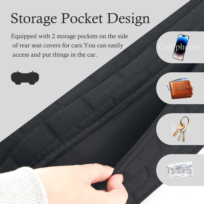 YGDMD Car Back Seat Cover,Non-Slip & Breathable Bench Seat Cover with Side Pockets for Car Storage & Protecting Interiors,Universal All-Season Seats Back Protector for Most Cars,SUVs (Rear Seat Cover) - Image 5